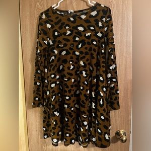 Leopard Ribbed Dress Sz M